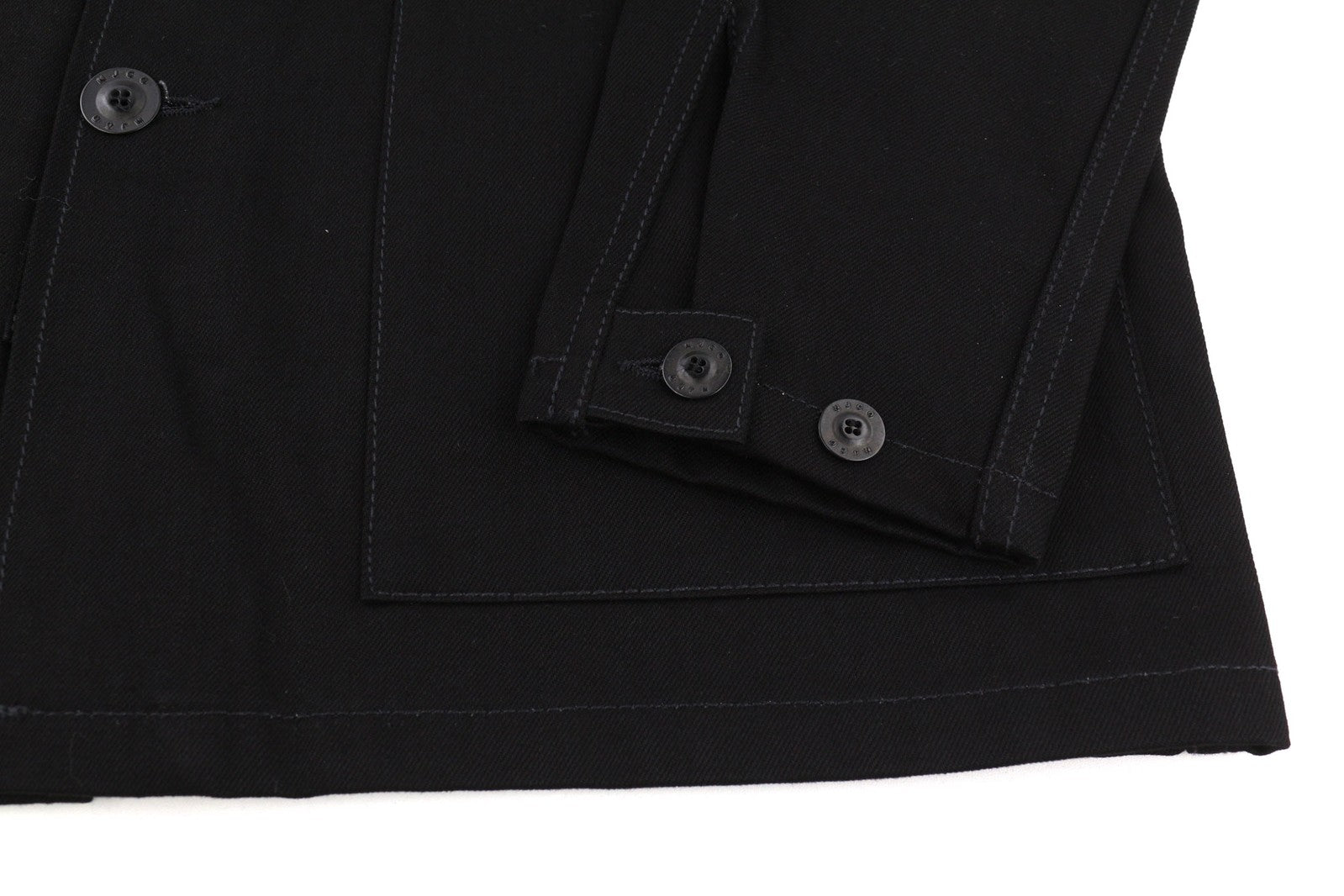 NUDIE Jonathan Men Jacket M Worker Neck Buttoned Patch Pockets Denim Black