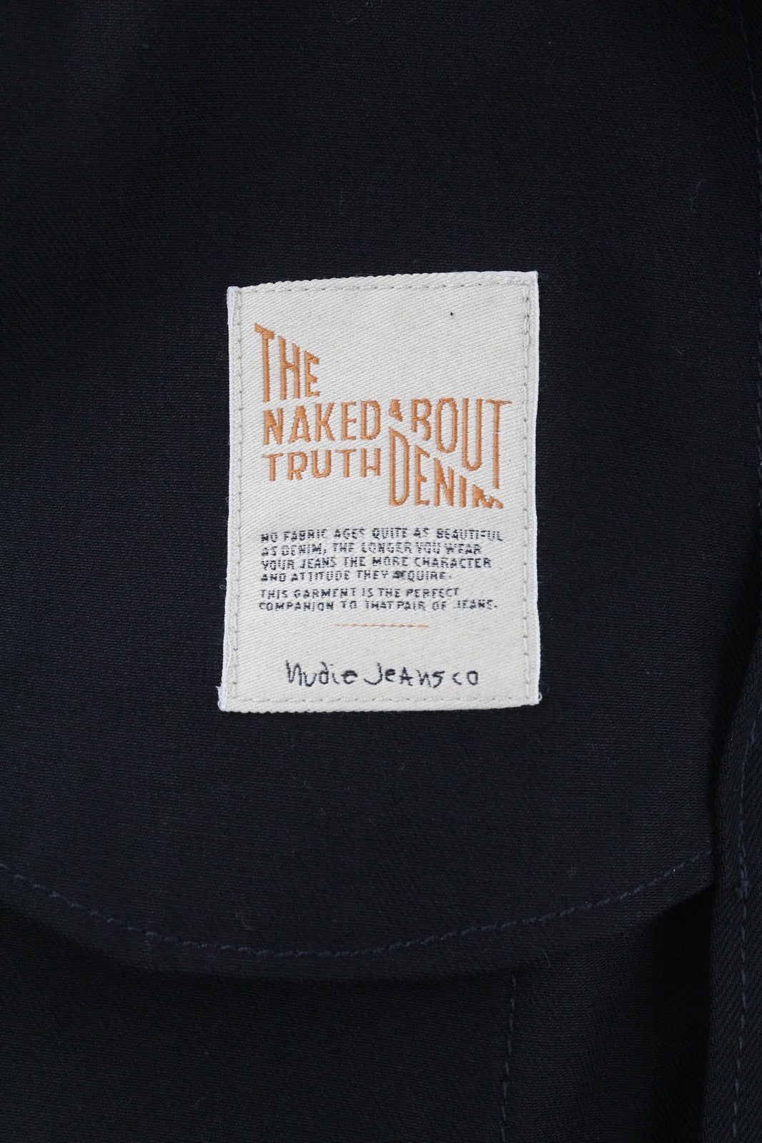 NUDIE Jonathan Men Jacket M Worker Neck Buttoned Patch Pockets Denim Black