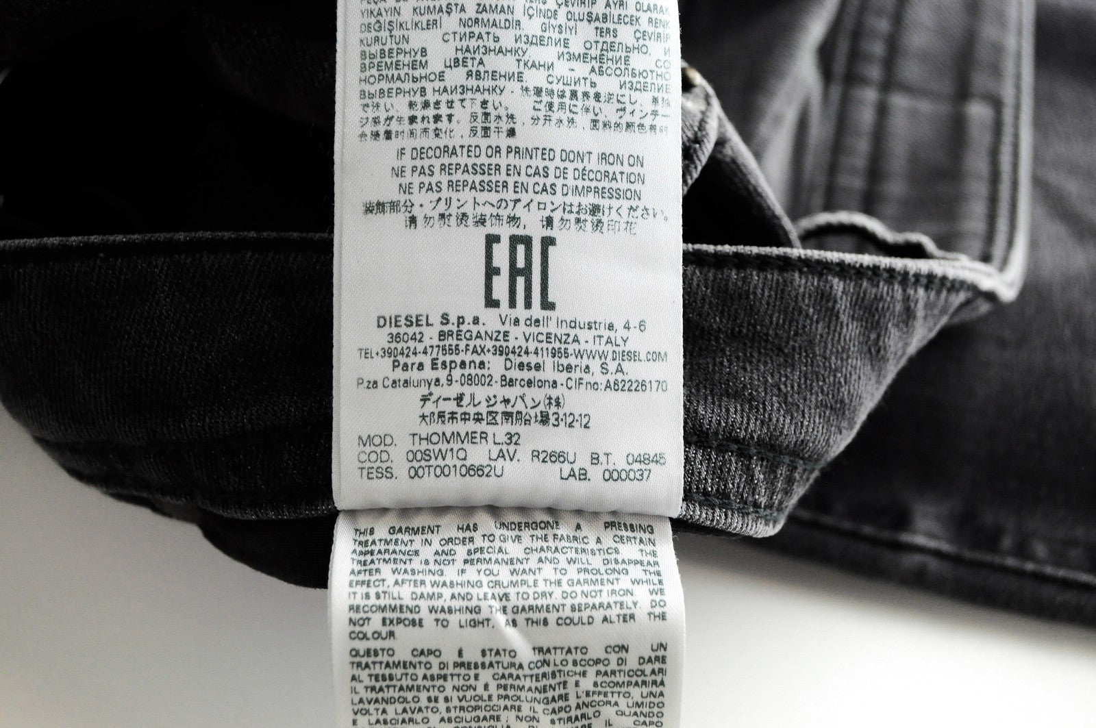 DIESEL Thommer R266U Men Jeans W29/L32 Slim Skinny Grey Stretch Cotton