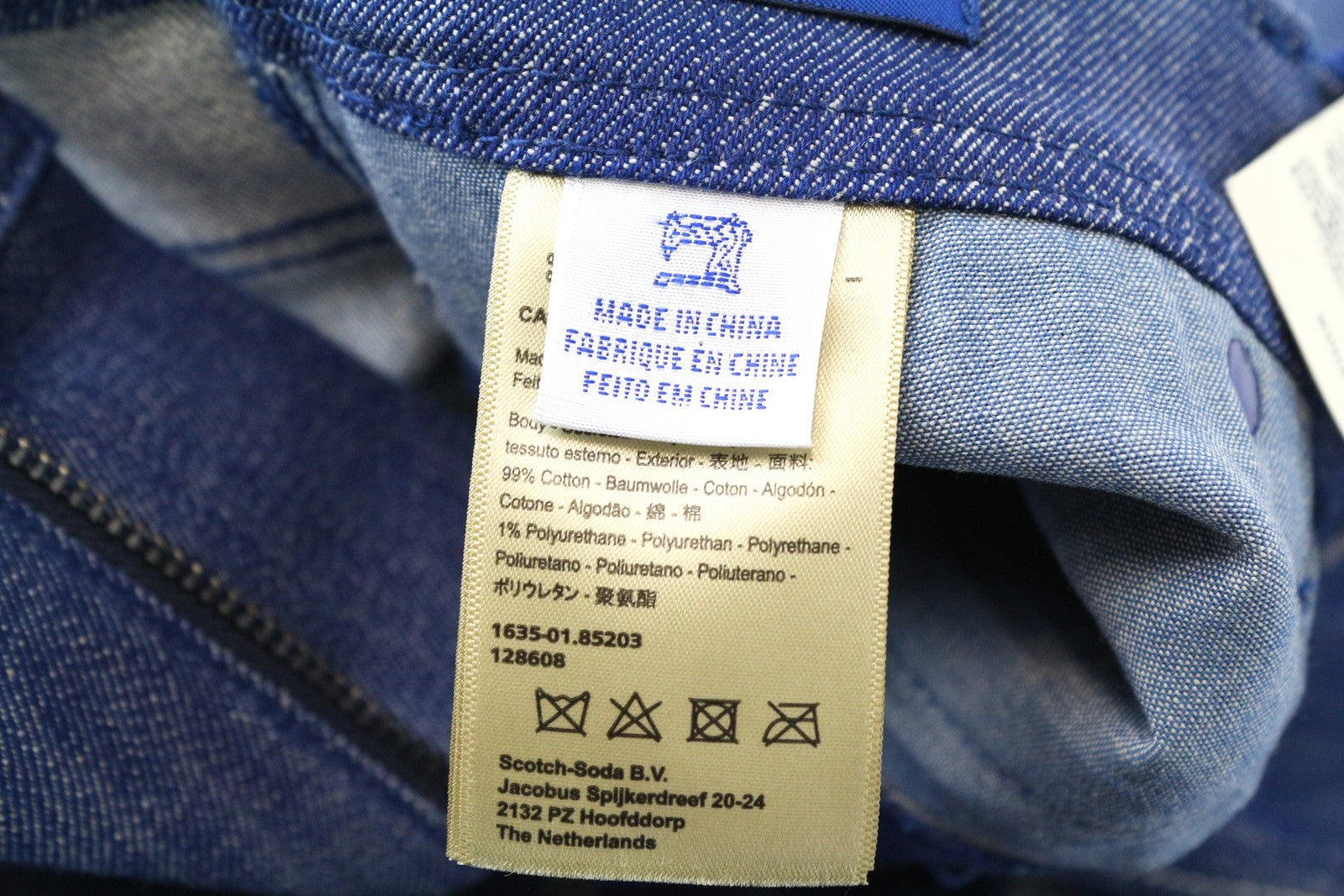 SCOTCH &amp; SODA Blauw vyriški džinsai ~W30/L30 Indigo Slim Hem laisvalaikio su užtrauktuku 