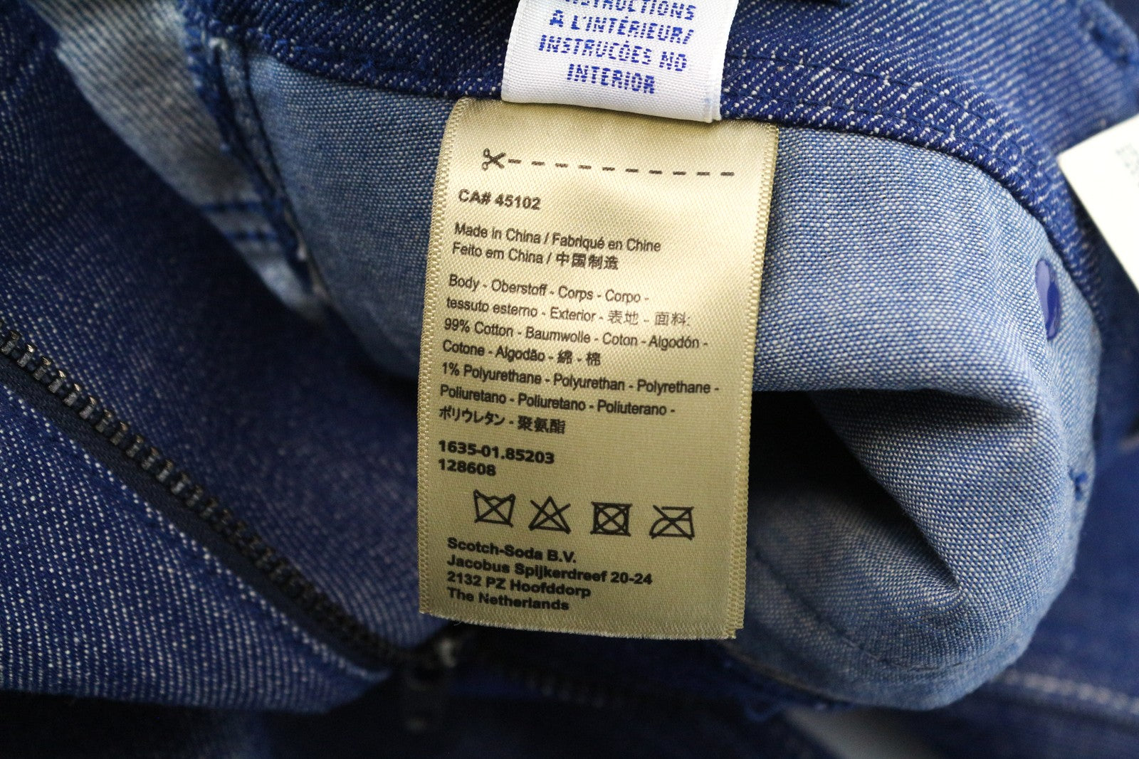 SCOTCH &amp; SODA Blauw vyriški džinsai ~W30/L30 Indigo Slim Hem laisvalaikio su užtrauktuku 