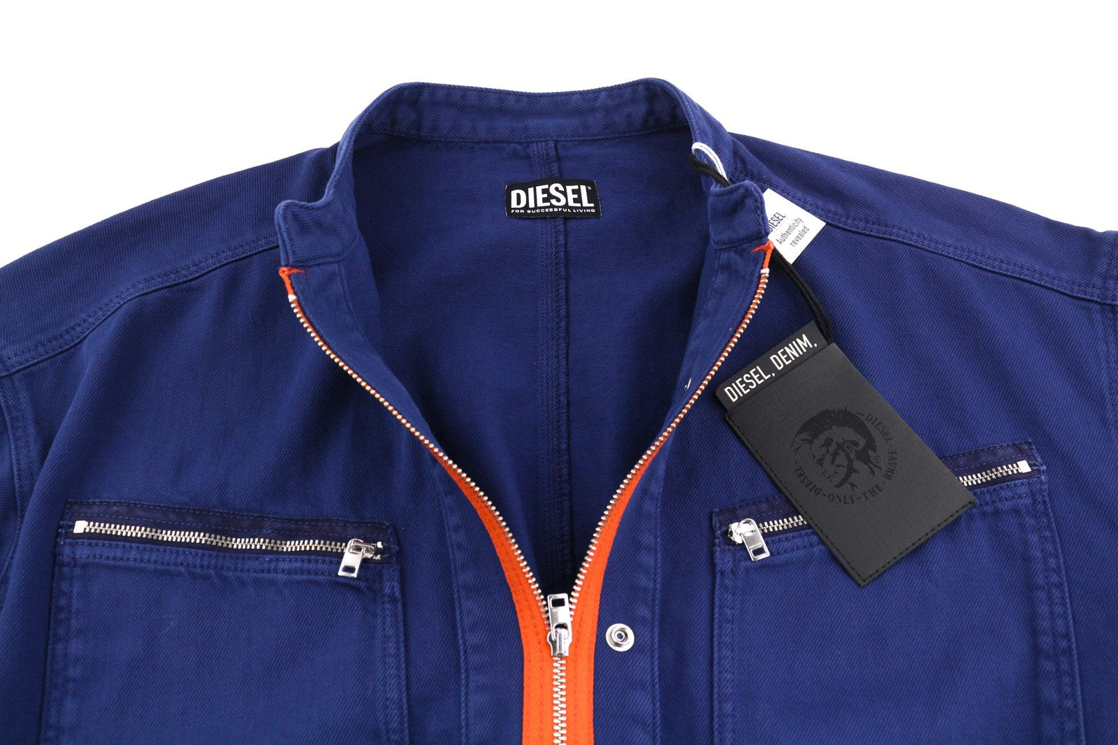 DIESEL De-Angelica-SP Womens Dress L Long Sleeve Full Zip Pockets Denim RRP€295