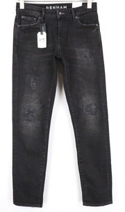 DENHAM Monroe Women's Jeans W24/L30 Tapered Girlfriend Distressed Black Washed
