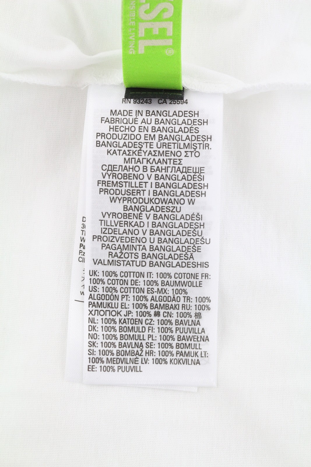 DIESEL T-Diegos-LS-K27 Men T-Shirt L White Cotton Long Sleeved Crew Neck Tricot