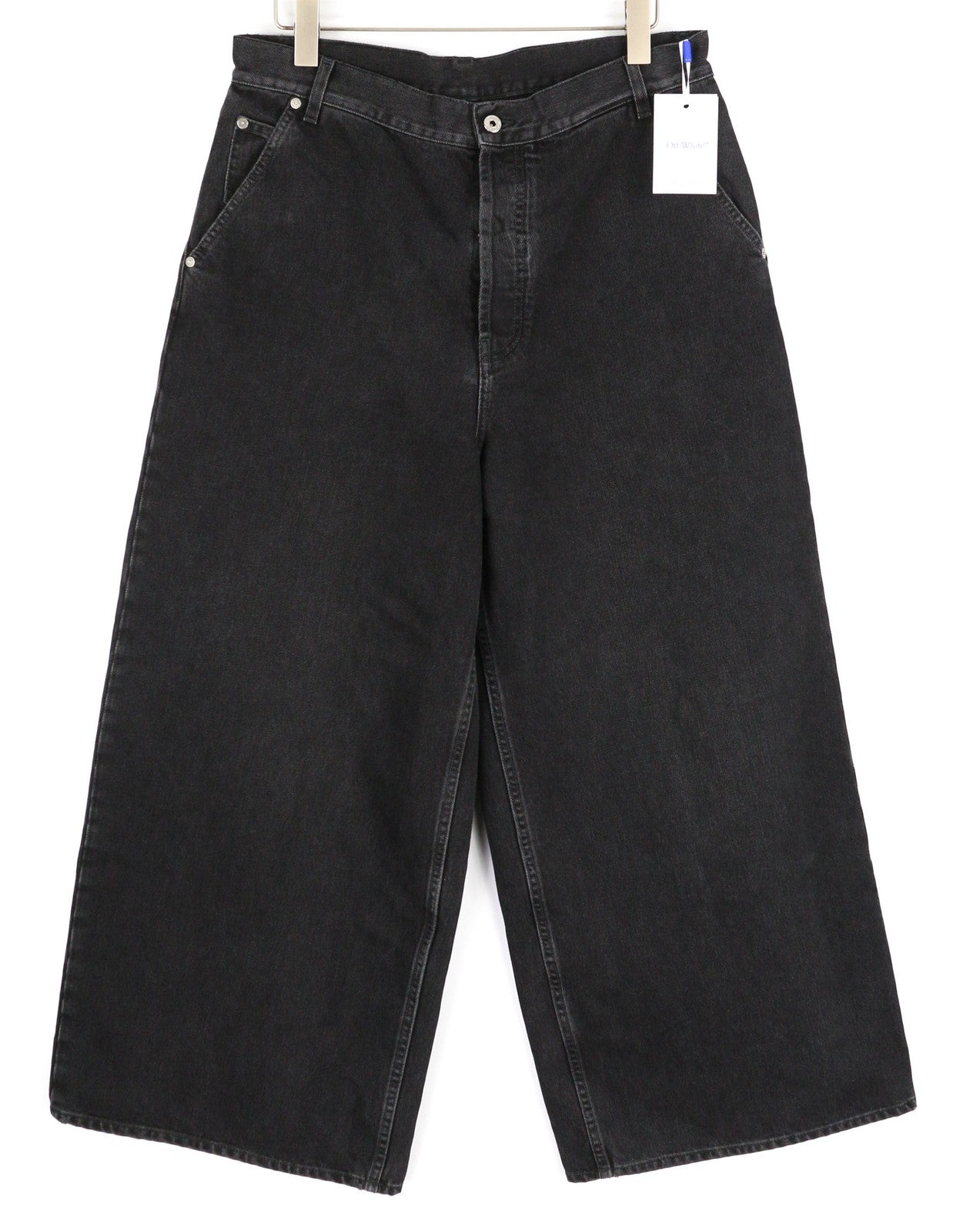 OFF-WHITE Men Jeans 32 Wide Leg Vintage Black Pure Cotton 5-Pocket RRP€650