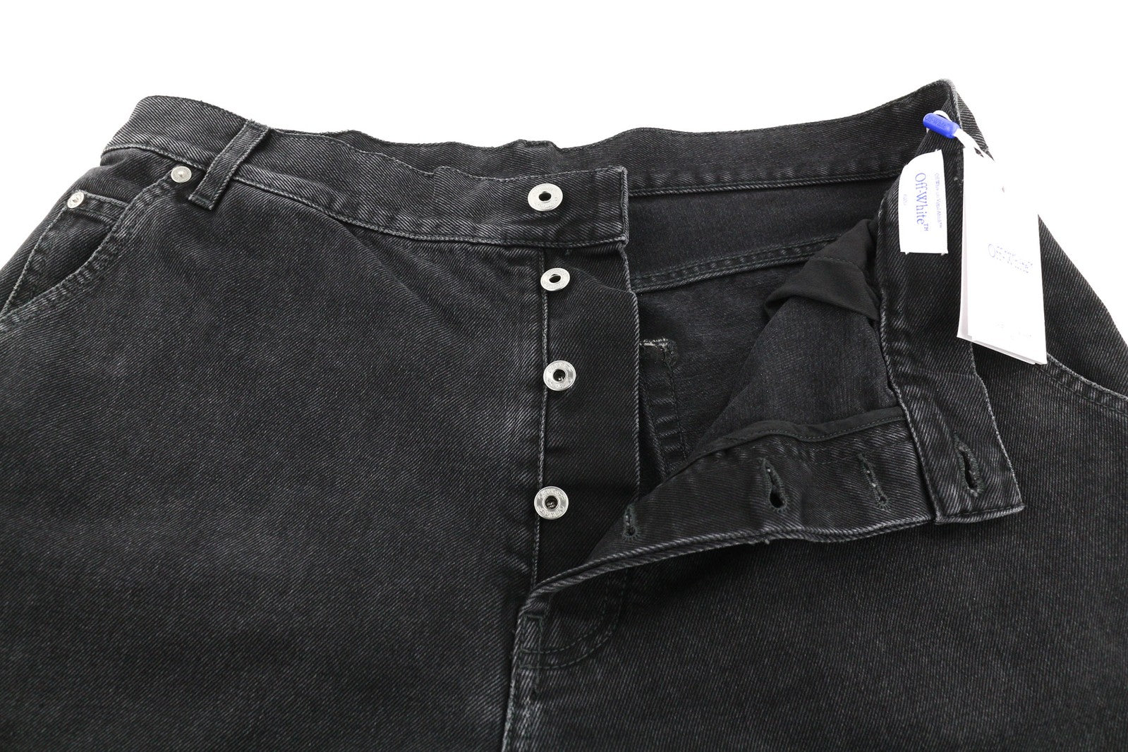 OFF-WHITE Men Jeans 32 Wide Leg Vintage Black Pure Cotton 5-Pocket RRP€650