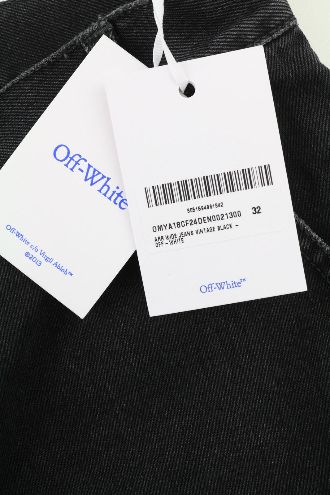 OFF-WHITE Men Jeans 32 Wide Leg Vintage Black Pure Cotton 5-Pocket RRP€650