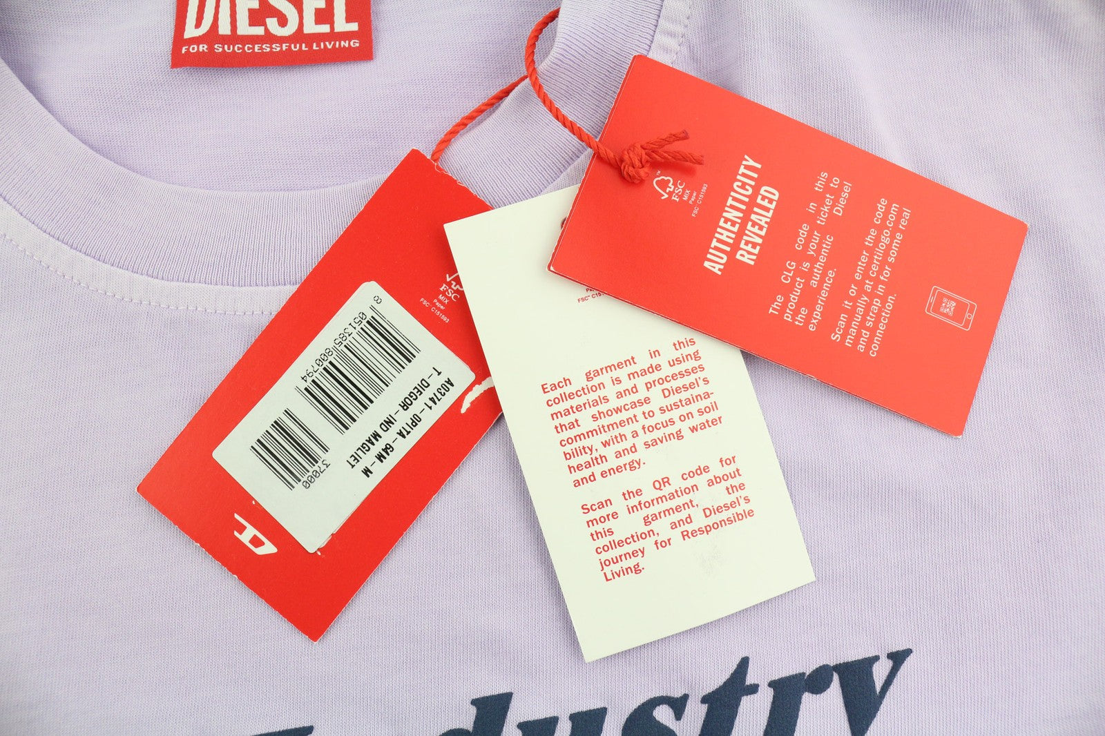 DIESEL T-Diegor-Ind Mens T-Shirt M Short Sleeve Crew Neck  Purple RRP€90