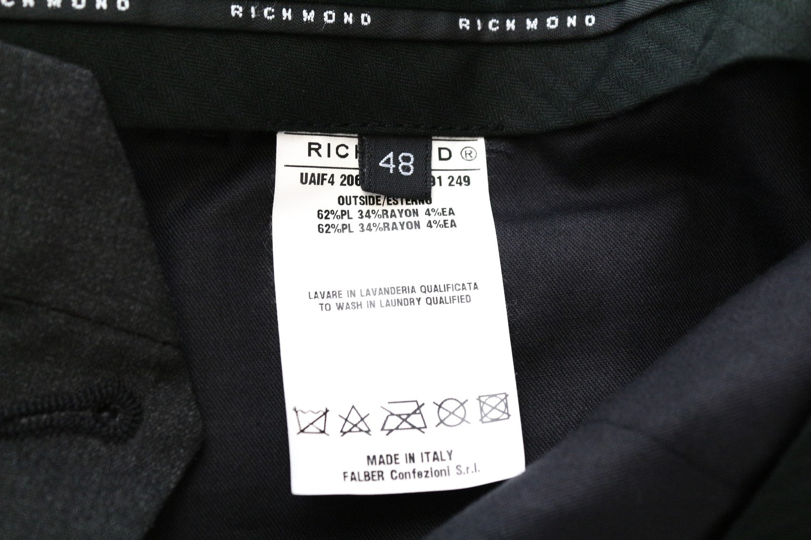 RICHMOND Men's Trousers 48 Straight Dark Grey Pleated Zip-Fly Chino Melange