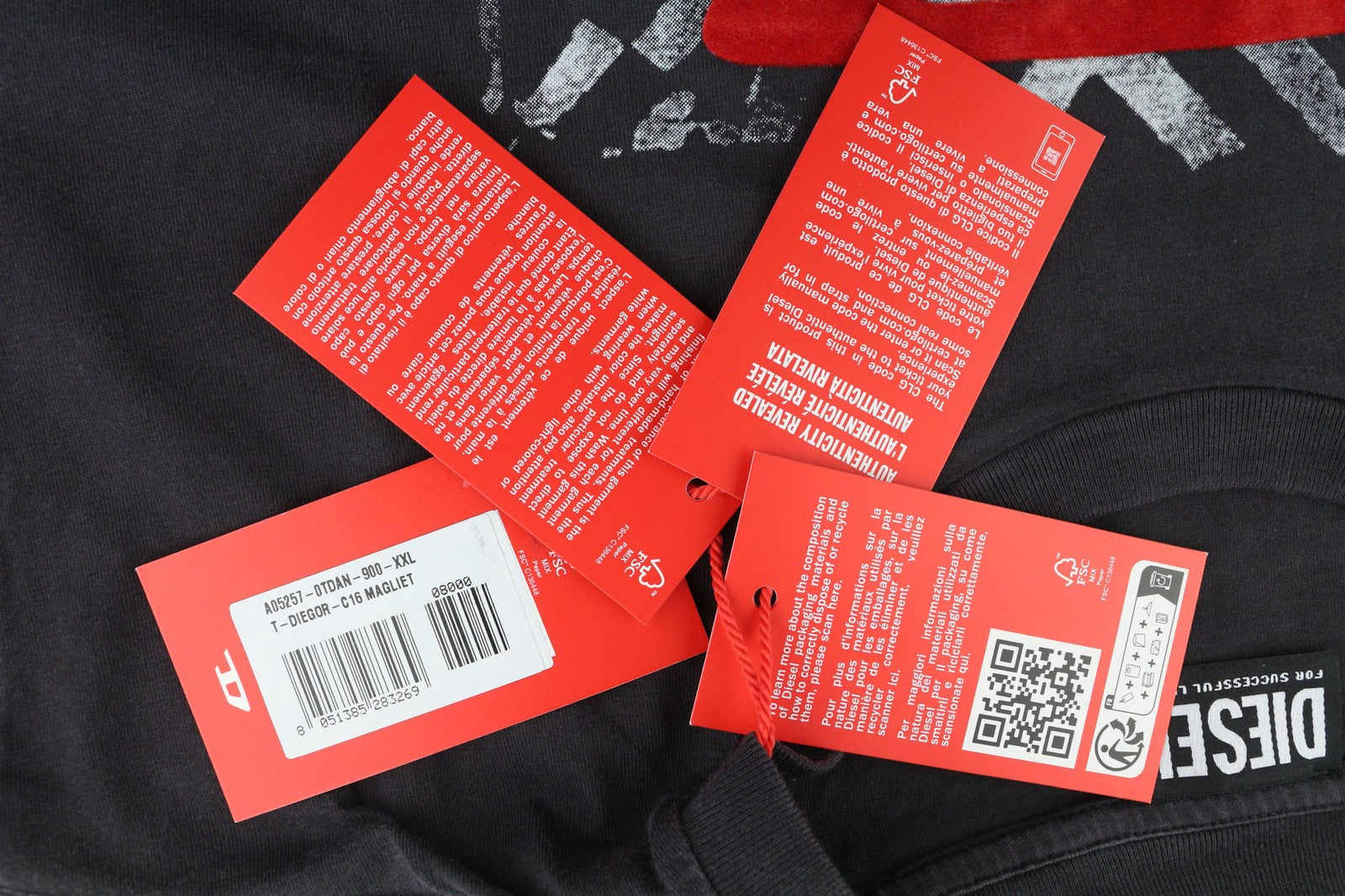 DIESEL T-Diegor-C16 Mens T-Shirt 2XL Short Sleeve Crew Neck  Black RRP€70