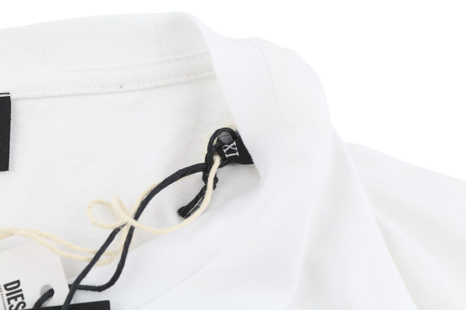 DIESEL T-Diegos-LS-K27 Men T-Shirt XL White Cotton Long Sleeved Crew Collar Logo