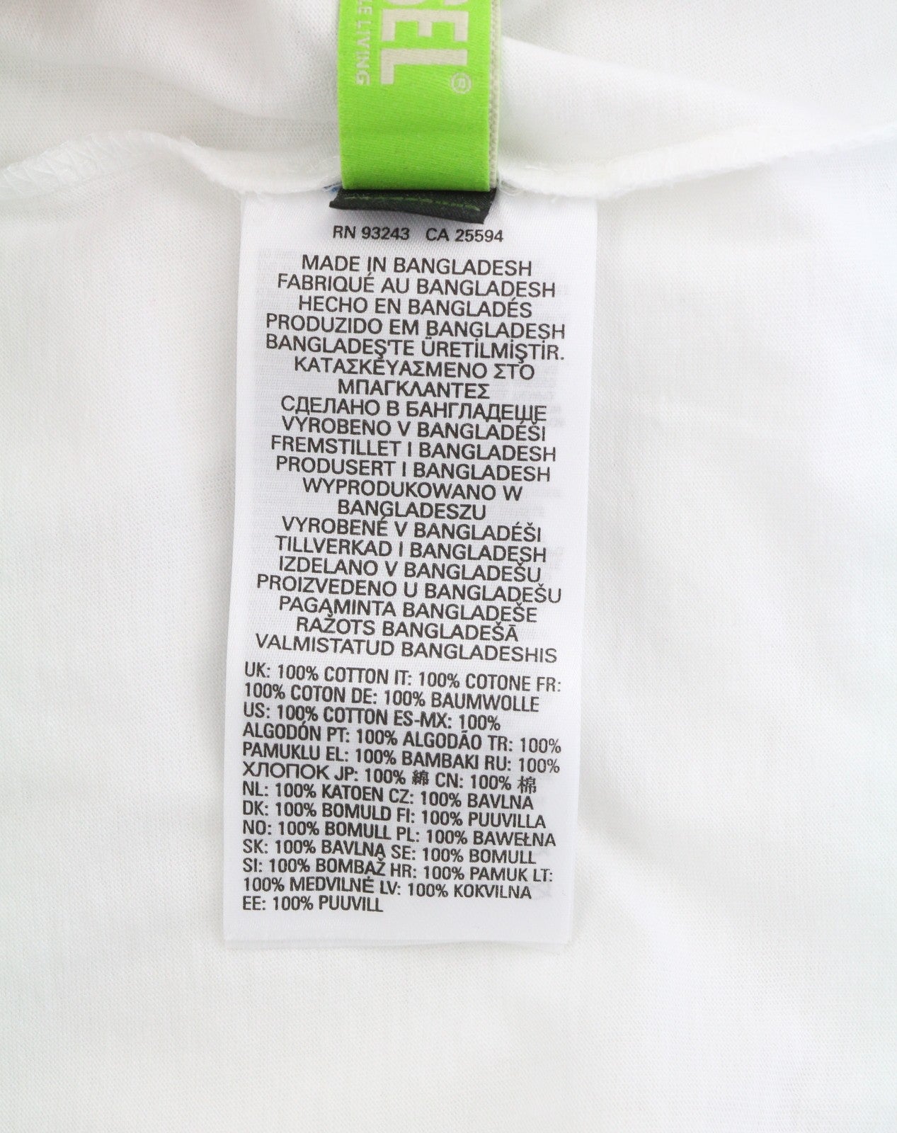 DIESEL T-Diegos-LS-K27 Men T-Shirt XL White Cotton Long Sleeved Crew Collar Logo