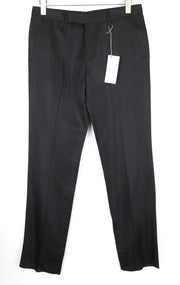 RICHMOND Men's Trousers 48 Slim Fit Black Pleated Zip-Fly Solid Chino Style
