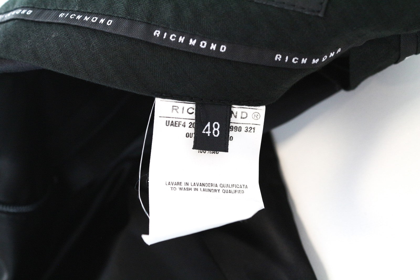 RICHMOND Men's Trousers 48 Slim Fit Black Pleated Zip-Fly Solid Chino Style