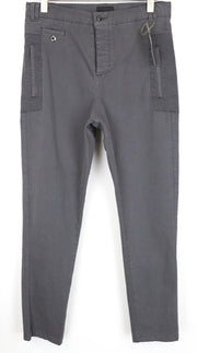 RICHMOND X Men's Trousers 48 Slim Fit Button-Fly Stretchy Grey Cotton Blended
