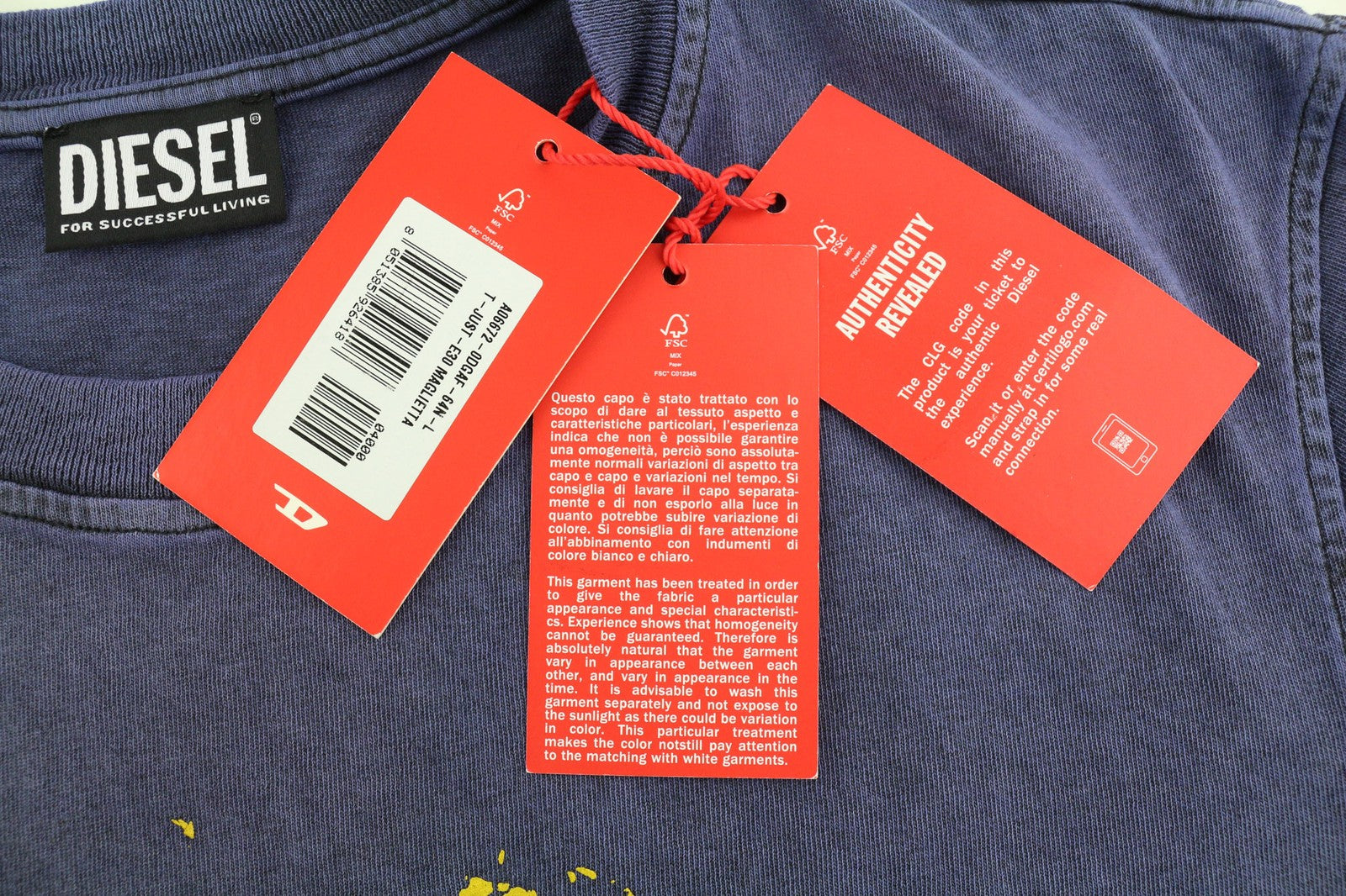 DIESEL T-Just-E30 Mens T-Shirt L Short Sleeve Crew Collar  Tricot Casual