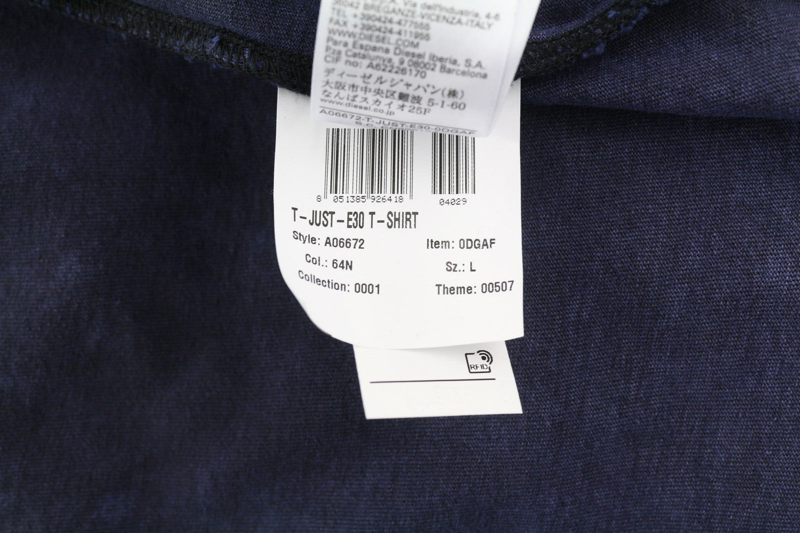 DIESEL T-Just-E30 Mens T-Shirt L Short Sleeve Crew Collar  Tricot Casual