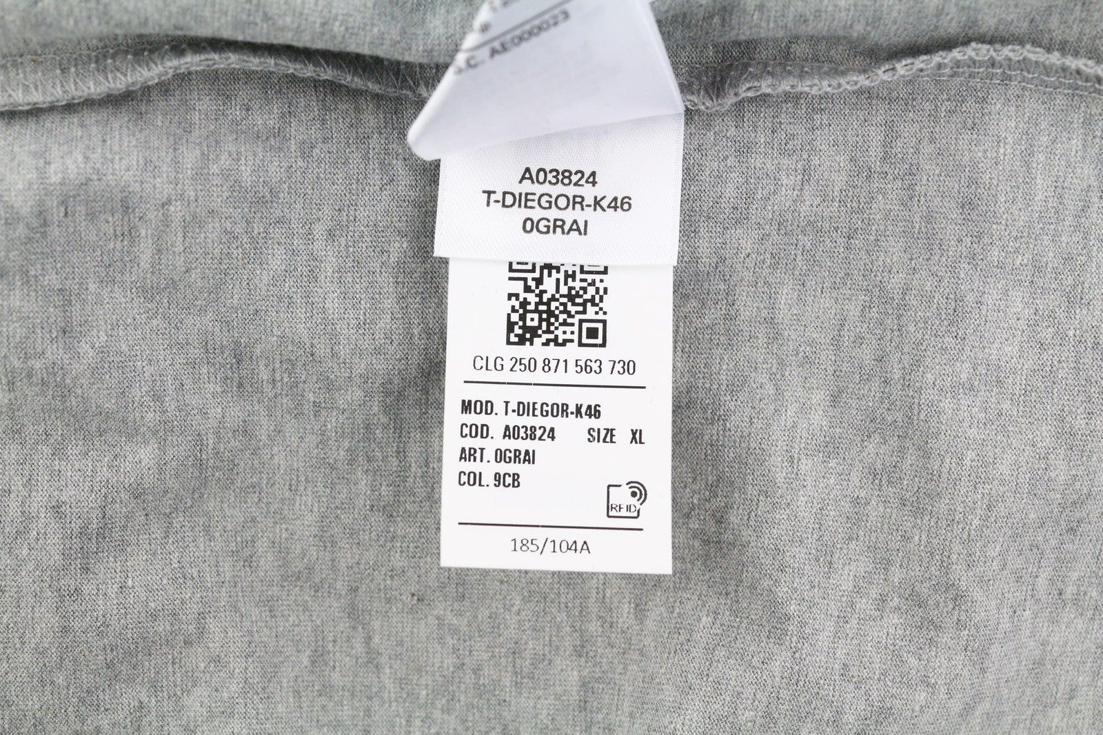 DIESEL T-Diego-K46 Mens T-Shirt XL Short Sleeve Crew Collar Melange Grey Casual