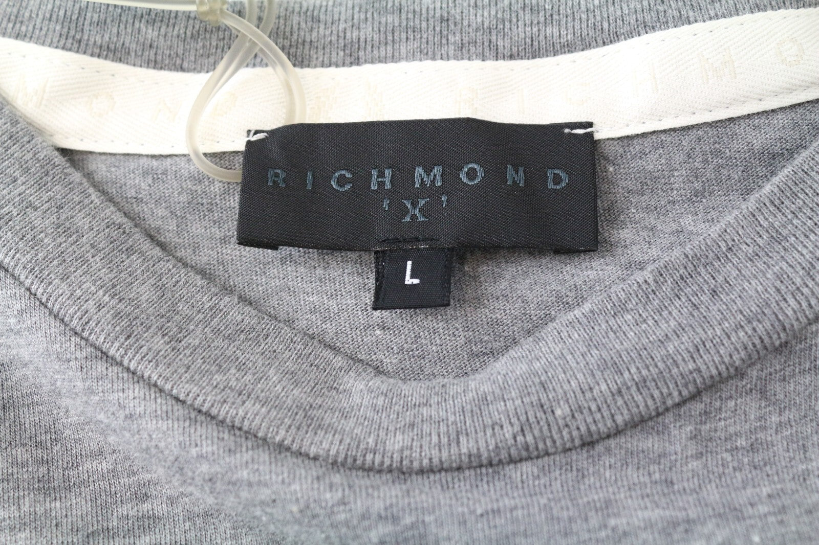 RICHMOND X Men's T-Shirt L Sleeveless Printed Back Melange Grey Crew Neckline