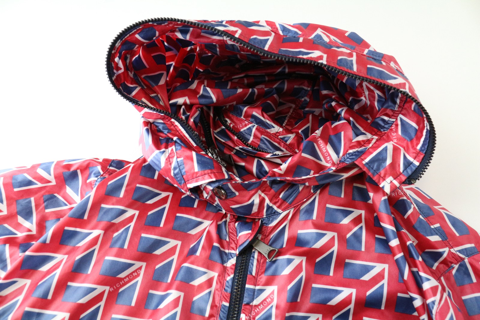 RICHMOND Men's Jacket 48 Colourful Abstract Windbreaker Hidden Hooded