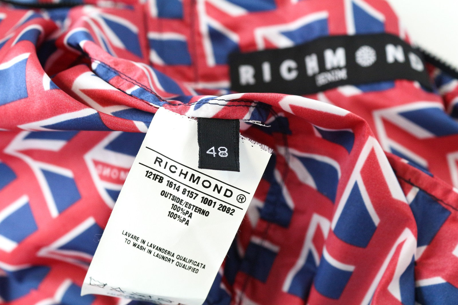 RICHMOND Men's Jacket 48 Colourful Abstract Windbreaker Hidden Hooded