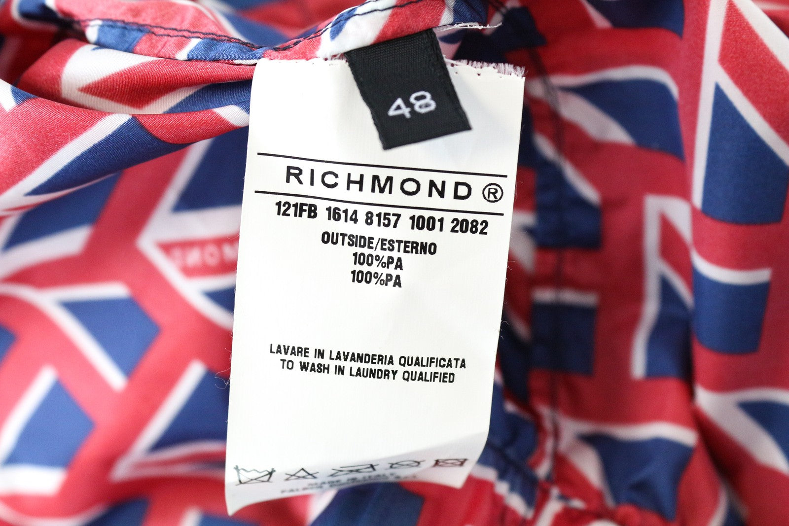 RICHMOND Men's Jacket 48 Colourful Abstract Windbreaker Hidden Hooded