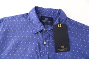 SCOTCH & SODA Men's Shirt M Blue Printed Button-Up Spread Collar Pure Cotton