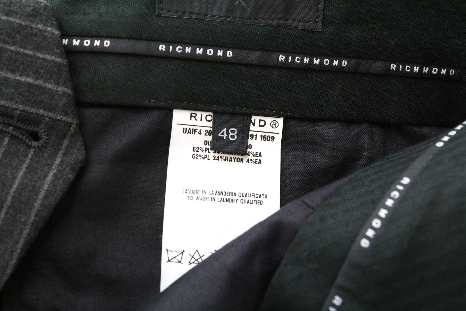 RICHMOND Men's Trousers 48 Striped Chino Styled Straight Fit Zip-Fly Formal