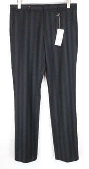 RICHMOND X Men's Trousers 48 Straight Checked Zip-Fly Wool Chino Virgin Wool