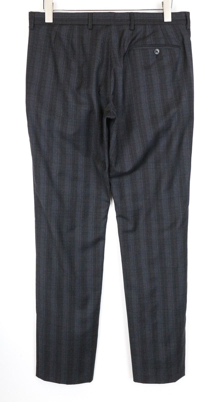 RICHMOND X Men's Trousers 48 Straight Checked Zip-Fly Wool Chino Virgin Wool