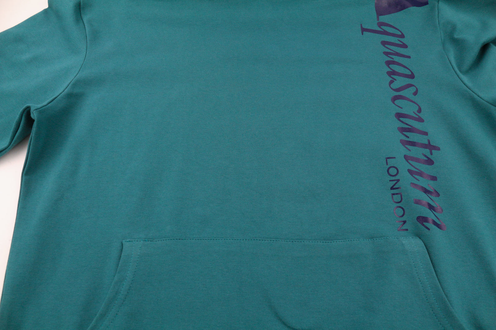 AQUASCUTUM FCIA18 Men Hoodie M Dark Green Kangaroo Hooded Pullover Straps Logo