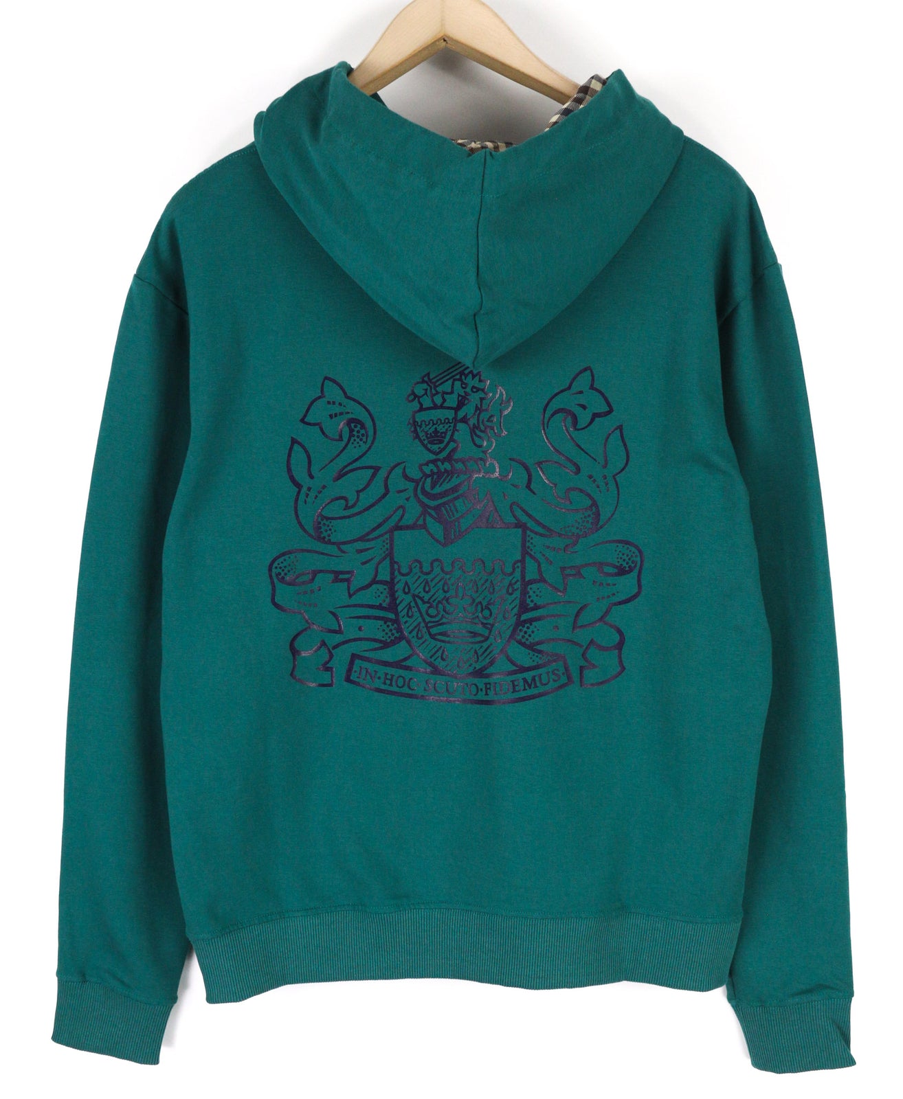 AQUASCUTUM FCIA18 Men Hoodie M Dark Green Kangaroo Hooded Pullover Straps Logo