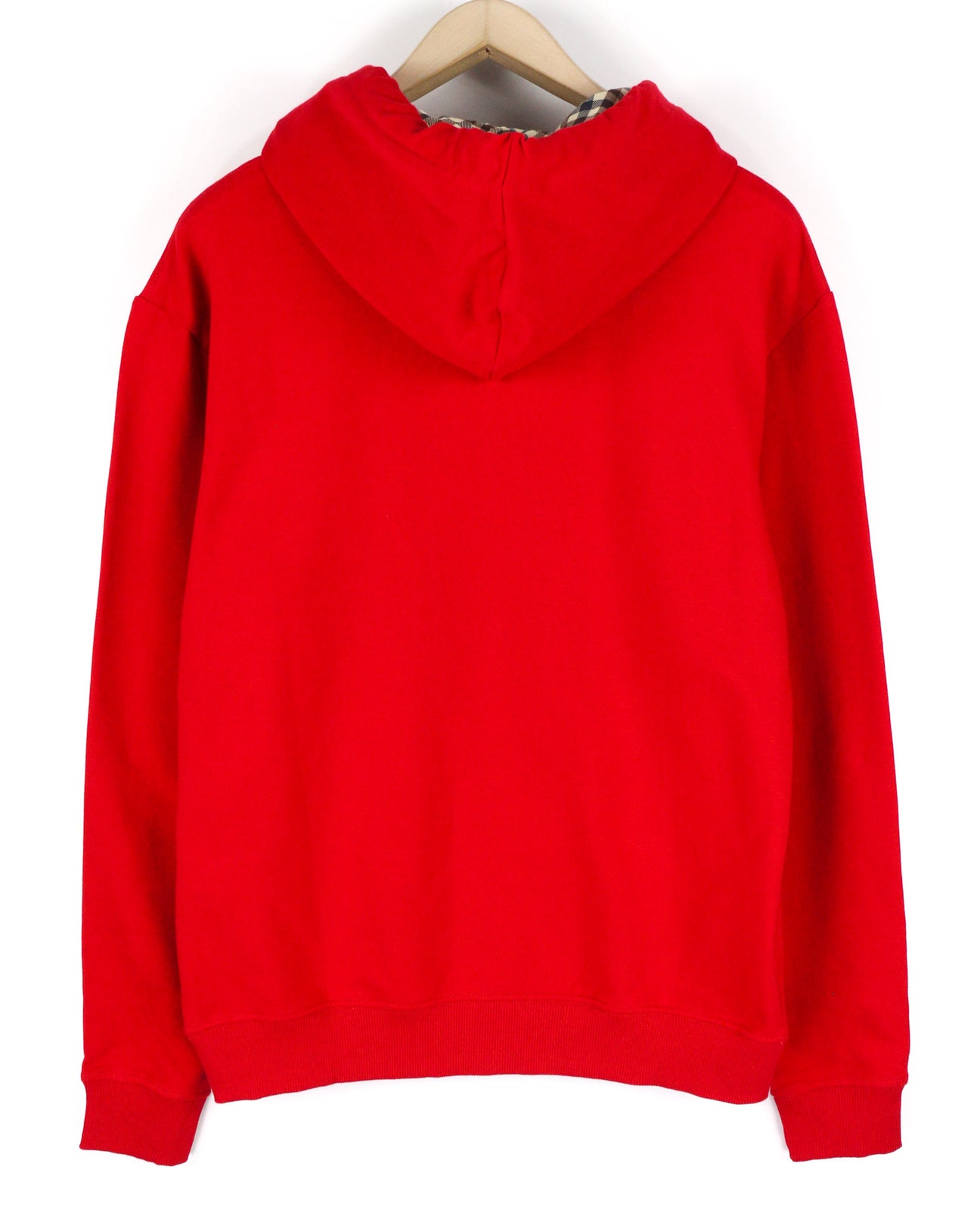 AQUASCUTUM FCIA26 Men Hoodie M Red Kangaroo Pocket Hooded Pullover Straps Logo