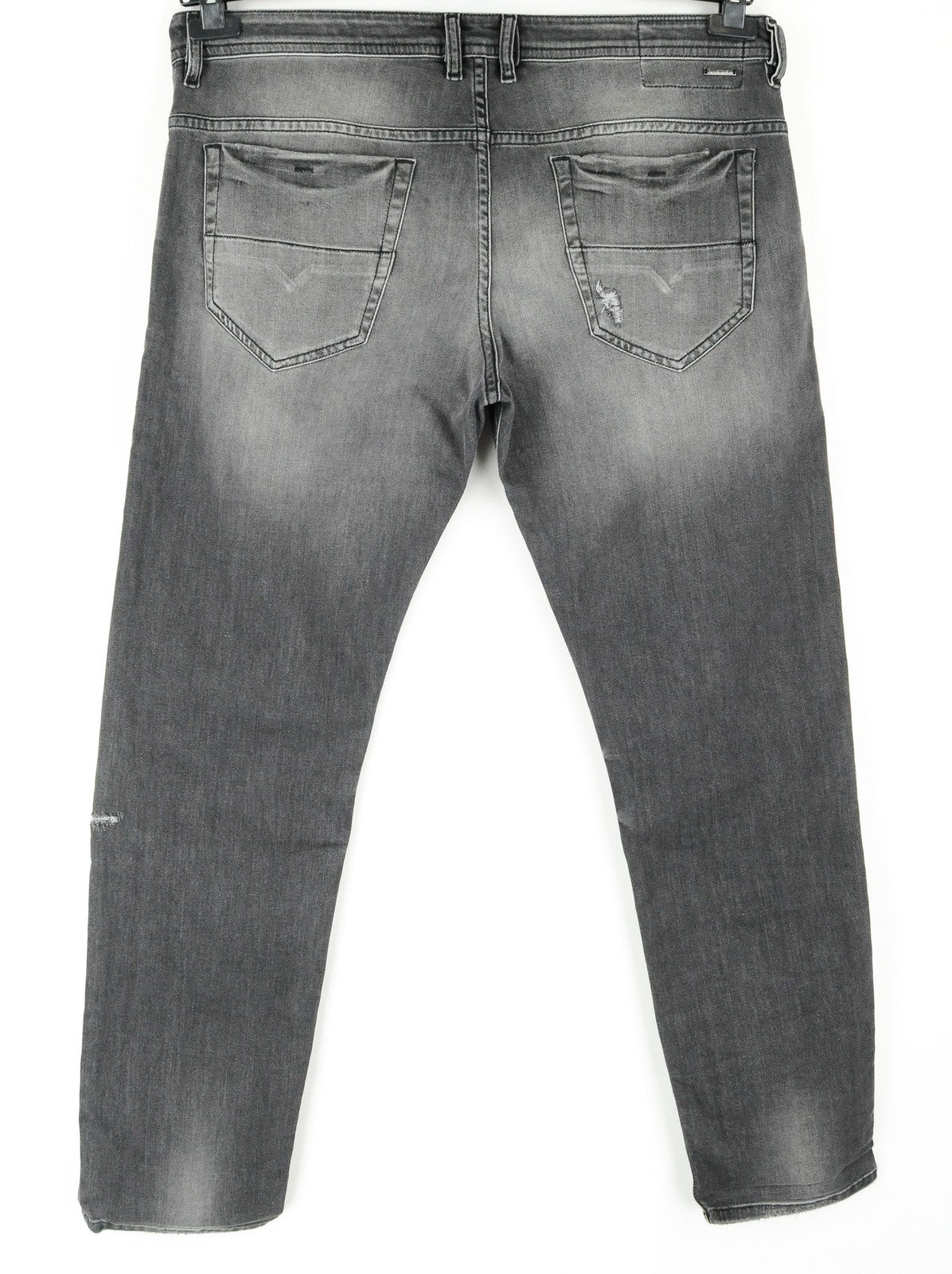 DIESEL Thommer R266U vyriški džinsai W38/L32 Slim Fit, plėšytos, pilkos, tamprios 