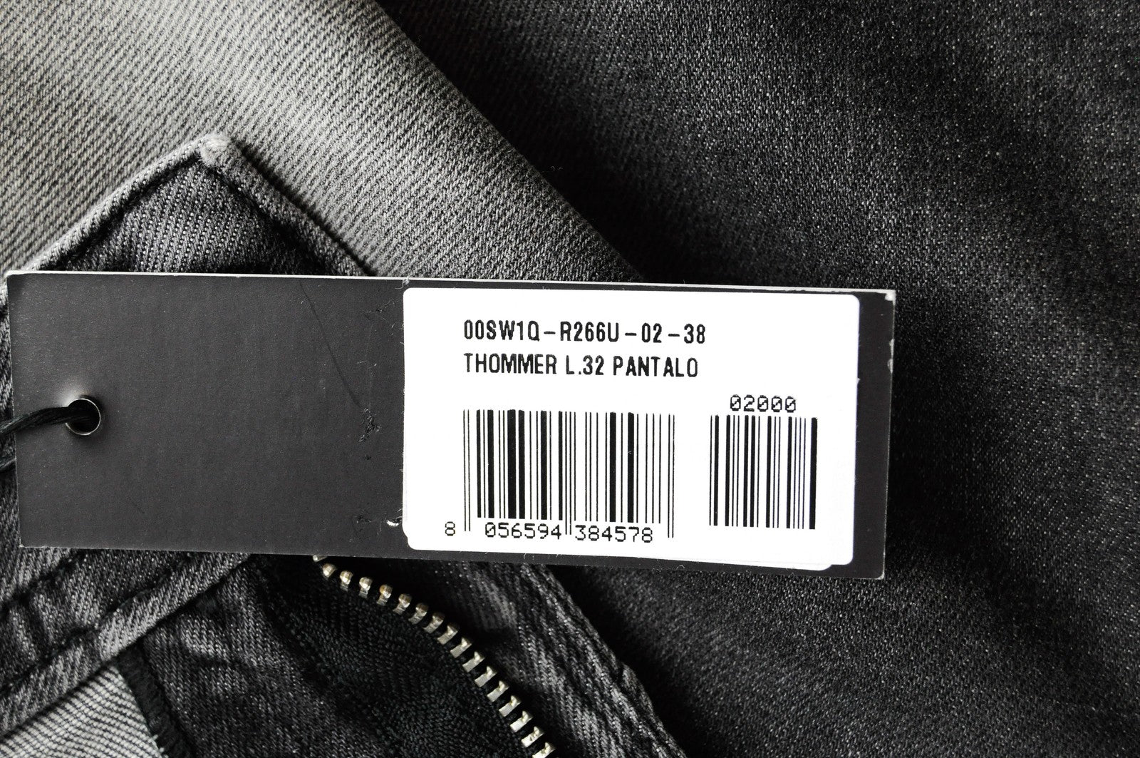 DIESEL Thommer R266U vyriški džinsai W38/L32 Slim Fit, plėšytos, pilkos, tamprios 