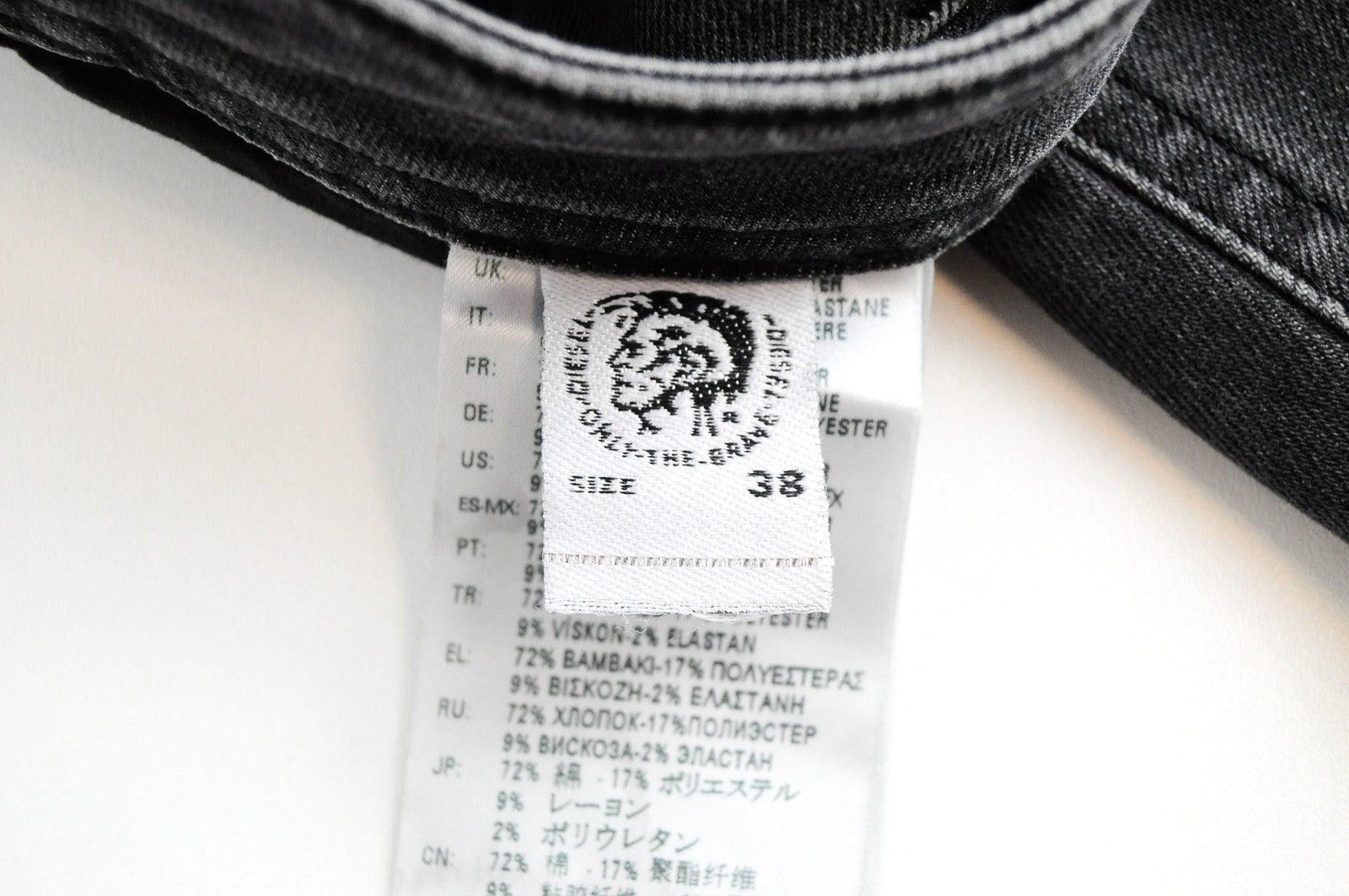 DIESEL Thommer R266U vyriški džinsai W38/L32 Slim Fit, plėšytos, pilkos, tamprios 