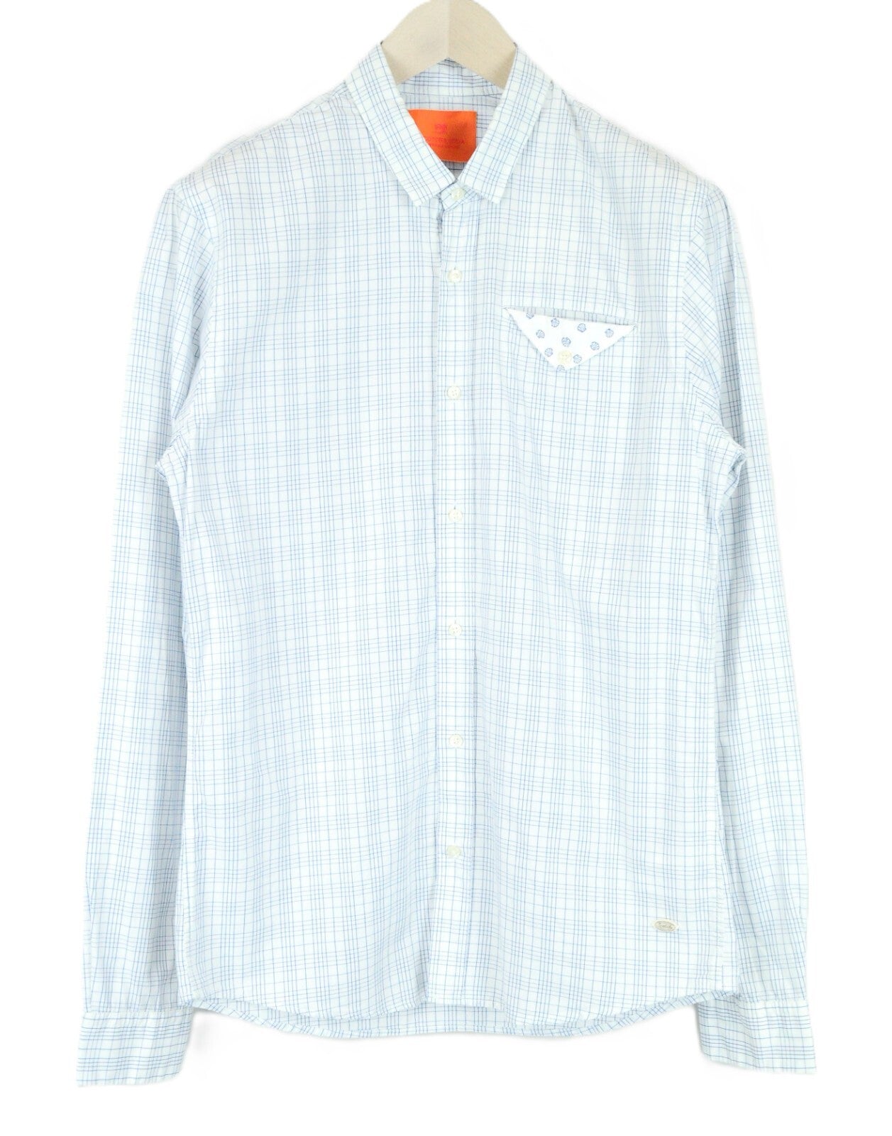 SCOTCH & SODA Ams Couture Men's Shirt M Slim Fit White & Blue Check Cotton