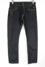 REPLAY Newbill Men's Navy Jeans W29/L32 Cotton Stretch Straight Fit Denim