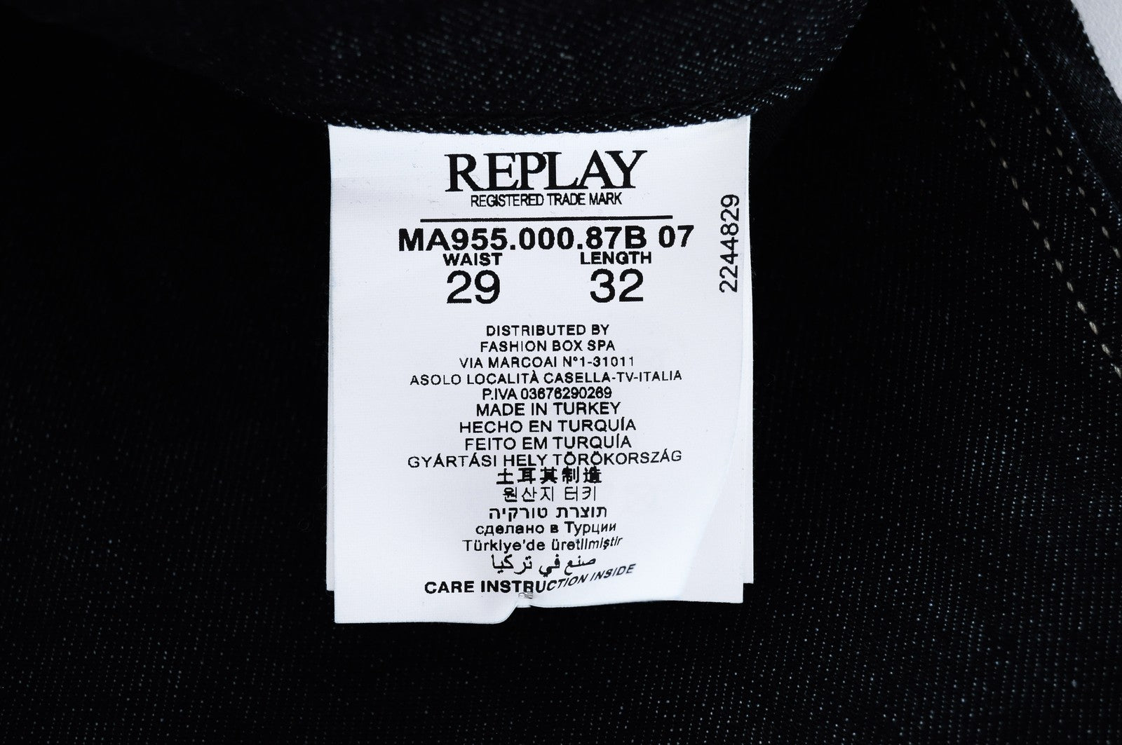 REPLAY Newbill Men's Navy Jeans W29/L32 Cotton Stretch Straight Fit Denim