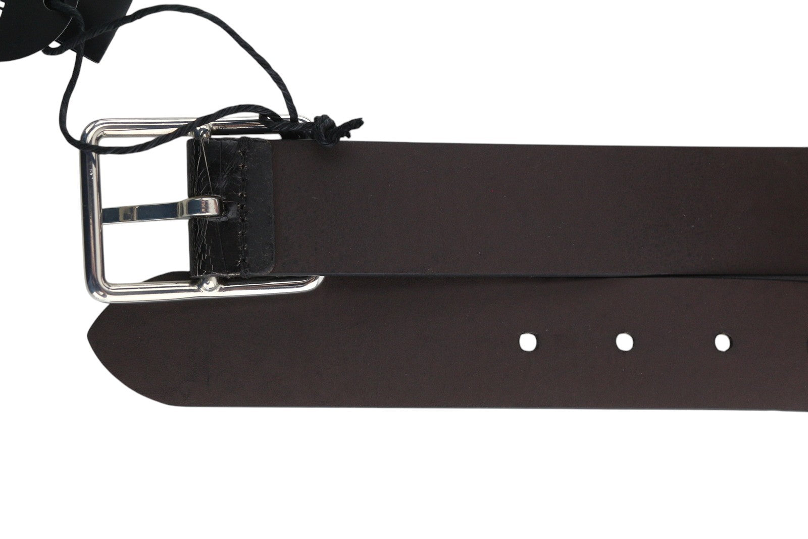 DIESEL B-Photo Men Belt 95 CM Black Leather Silver Tone Buckle Reversible Casual