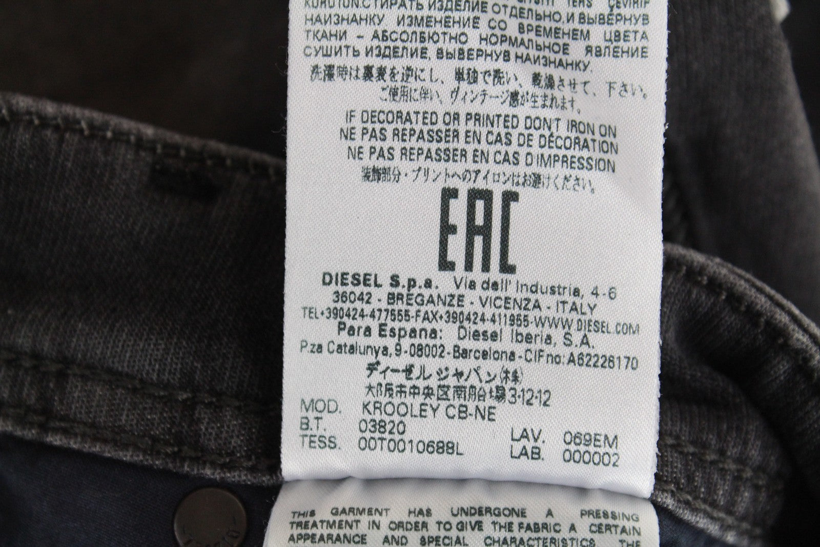 DIESEL Krooley CB-NE 069EM Men's Grey Sweat Jogg Jeans W28 Slim Stretch Fit