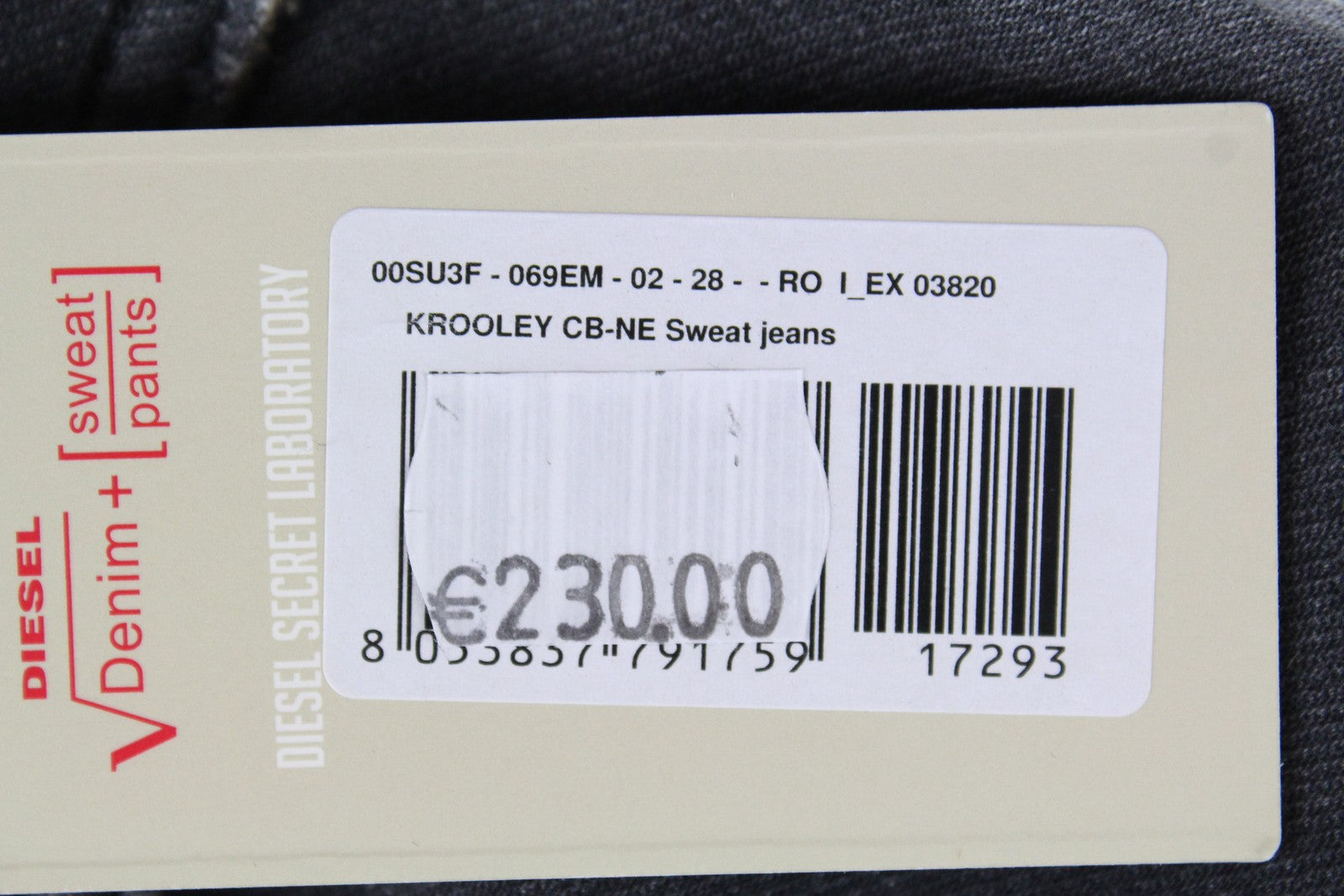 DIESEL Krooley CB-NE 069EM Men's Grey Sweat Jogg Jeans W28 Slim Stretch Fit