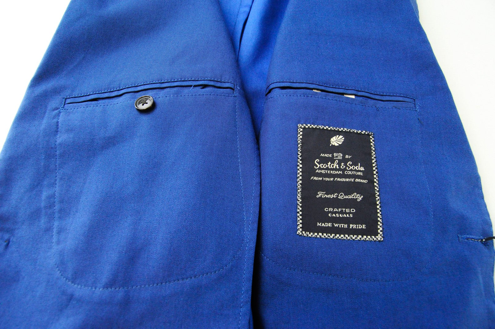 SCOTCH & SODA Ams Couture Men's Blazer S Blue Cotton Unlined Single-Breasted