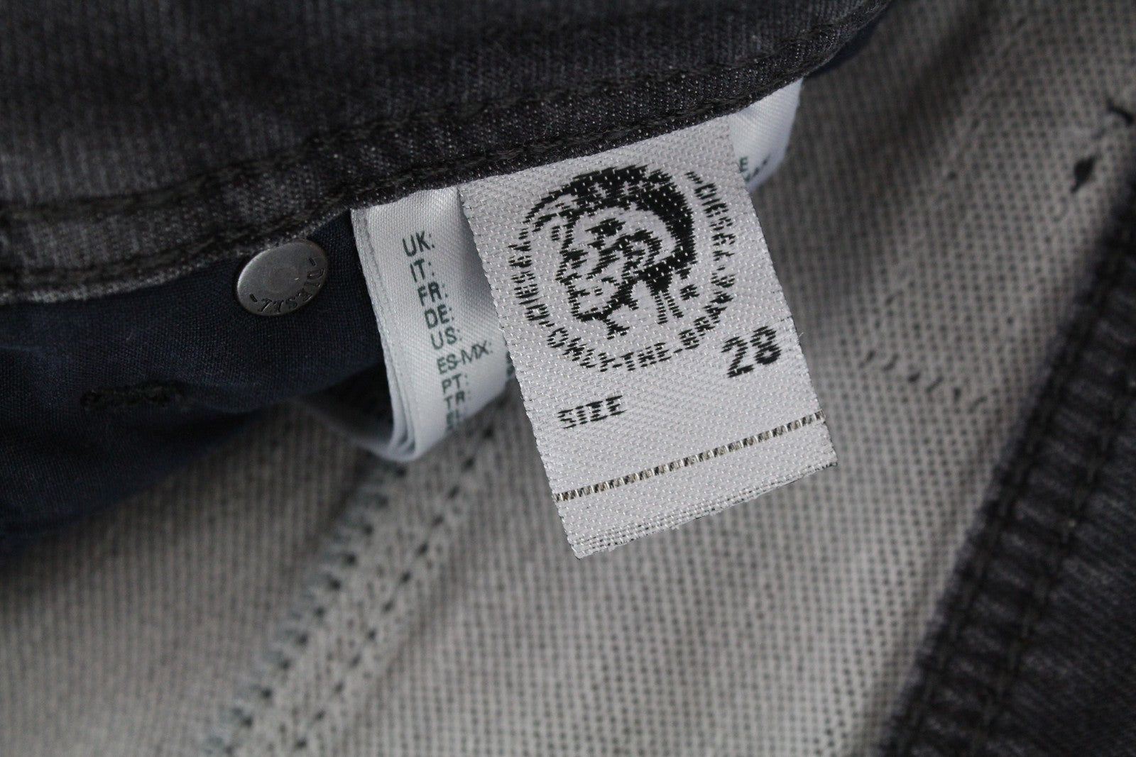 DIESEL Krooley CB-NE 069EM Men's Grey Ripped Sweat Jogg Jeans W28 Slim Stretch