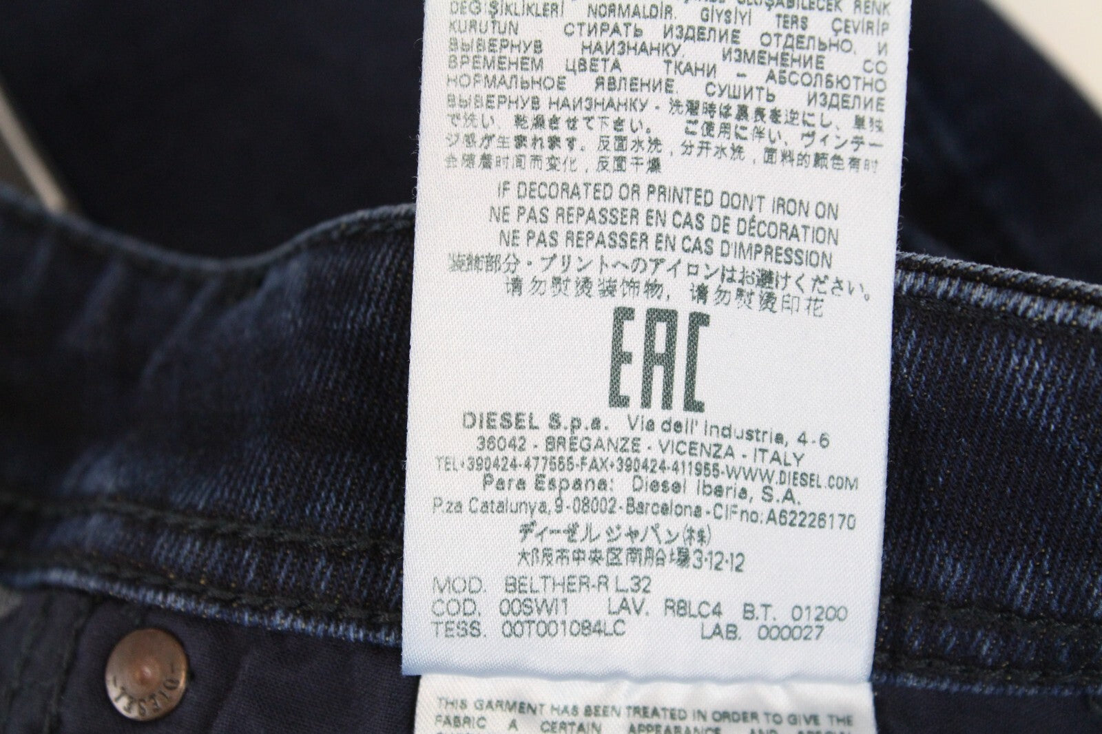 DIESEL Belther-R R8LC4 Men's Blue Jeans W28/L30 Regular Slim Tapered Stretch