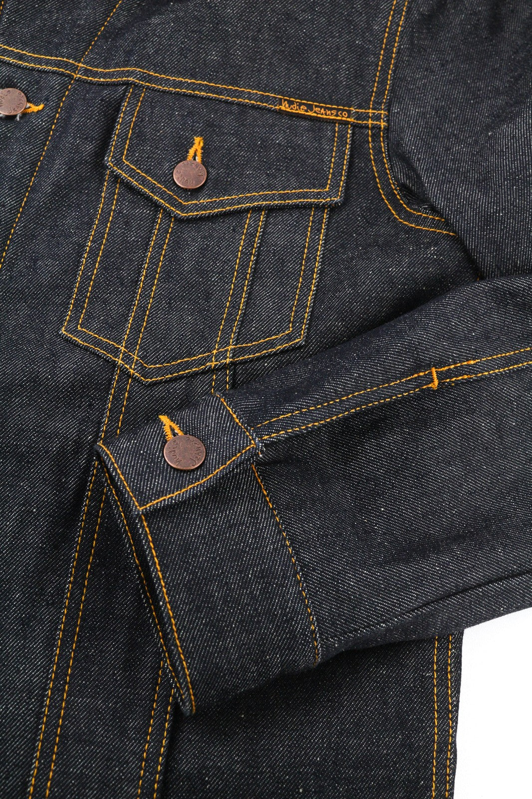 NUDIE JEANS Helmut Mens Jacket M Dress Blue Sherpa Lining Long Sleeved Denim