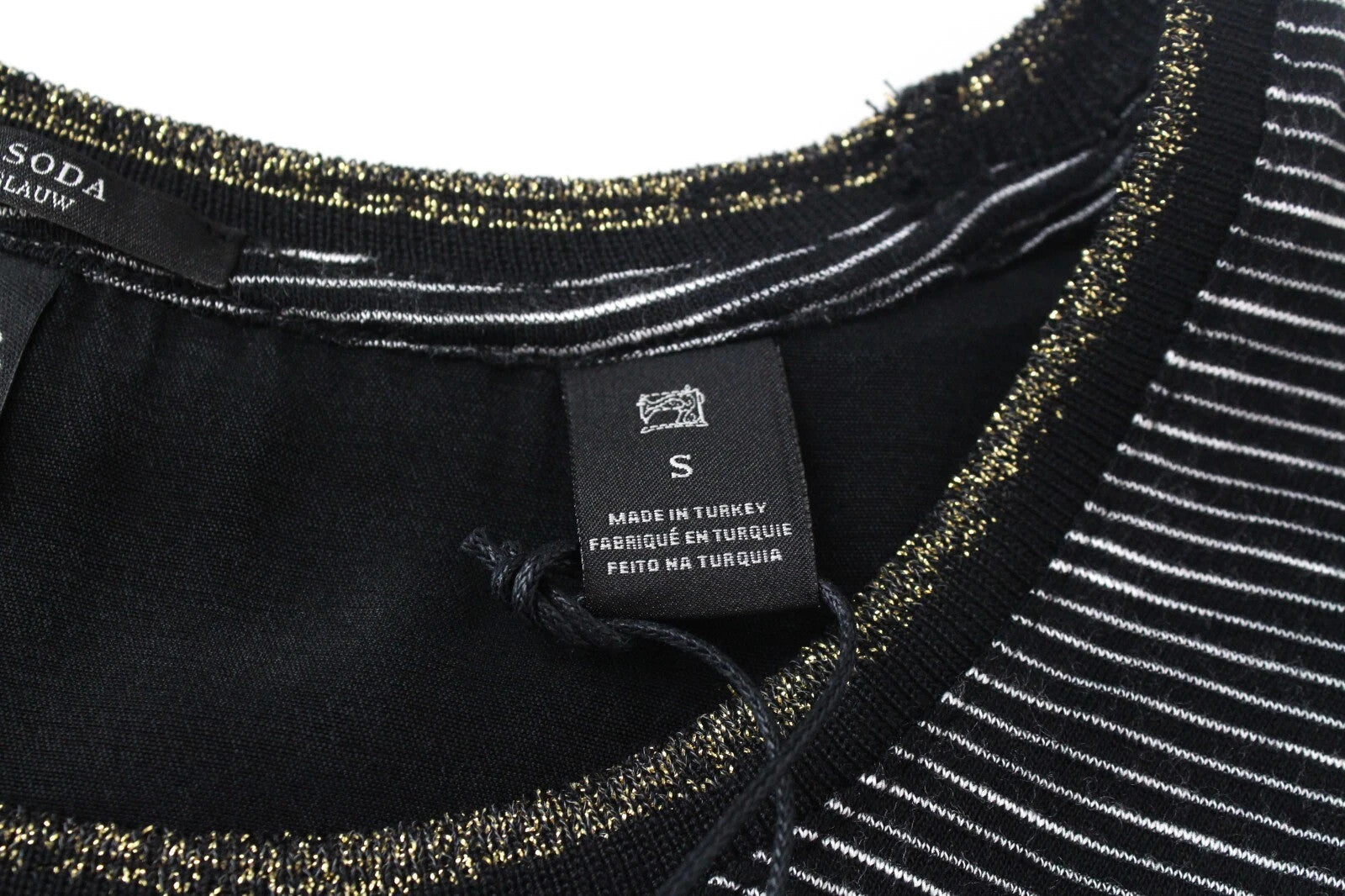 SCOTCH & SODA Ams Blauw Women's T-Shirt S Black Cotton Blend Sleeveless Stripe