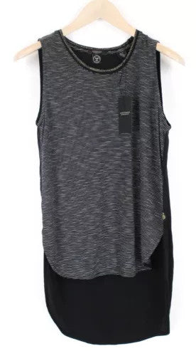SCOTCH & SODA Ams Blauw Women's Tank Top M Striped Black Cotton Blend Tee