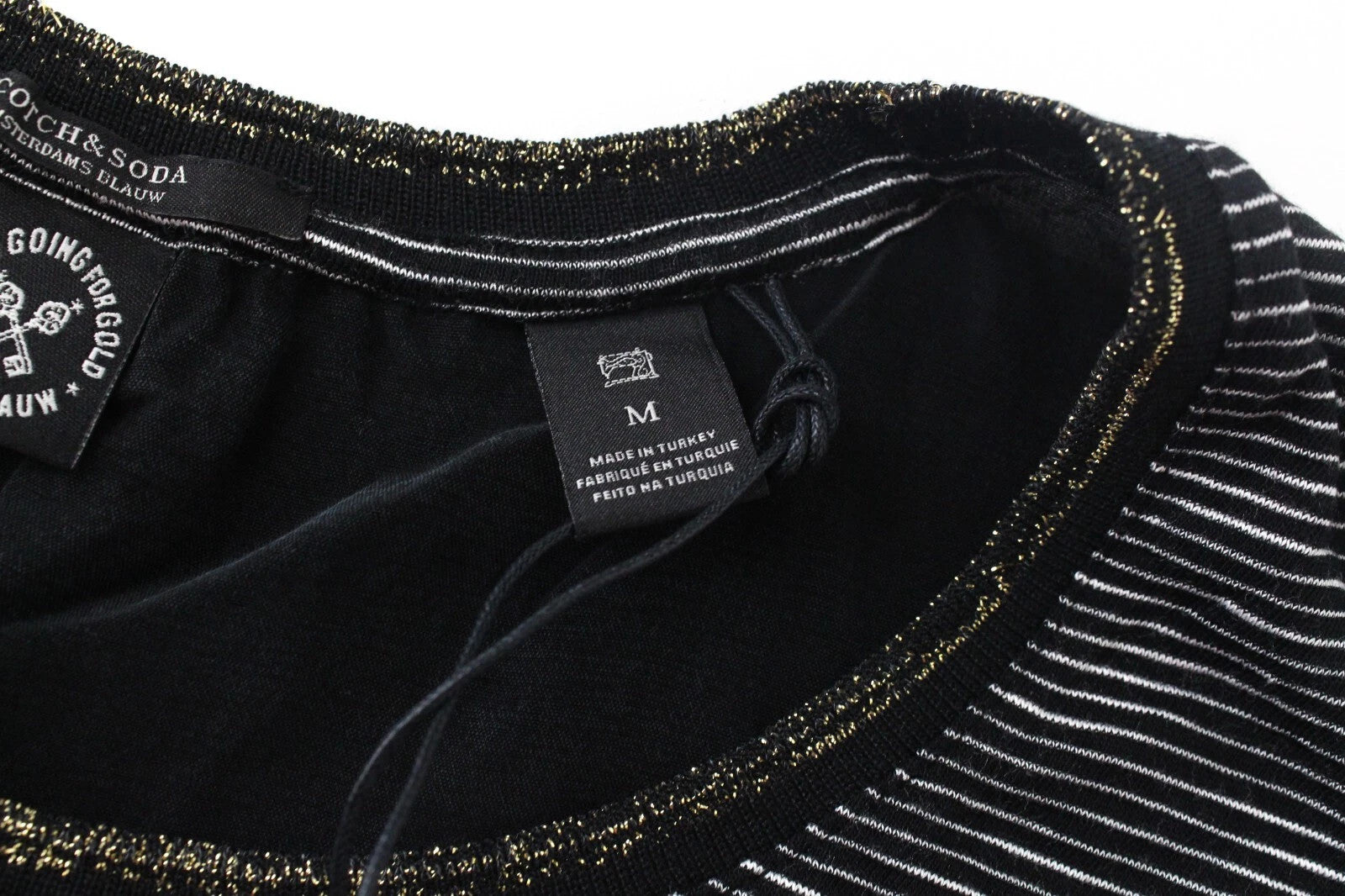 SCOTCH & SODA Ams Blauw Women's Tank Top M Striped Black Cotton Blend Tee