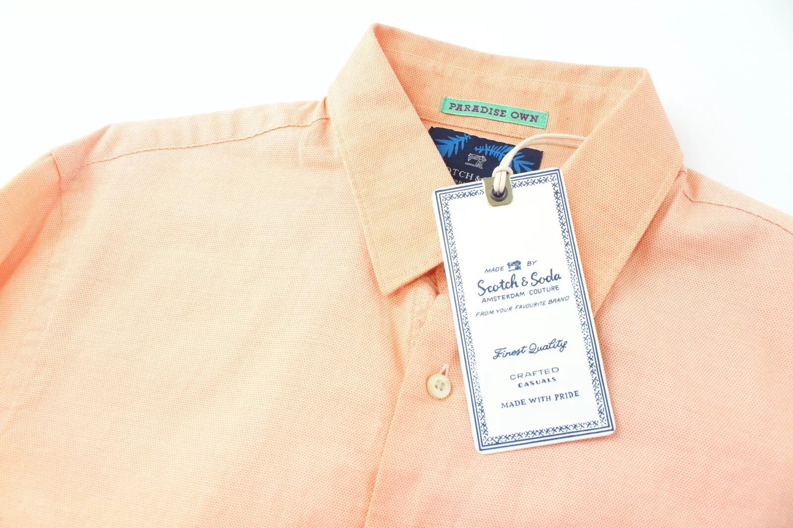 SCOTCH & SODA Ams Couture Men's Shirt S Orange Cotton Washed Long Sleeve Top